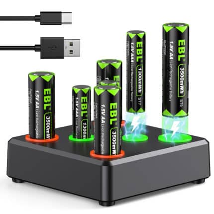EBL USB Ladegerät mit 8 Slots inkl. 4x AA und 4x AAA Li-ion Akkus