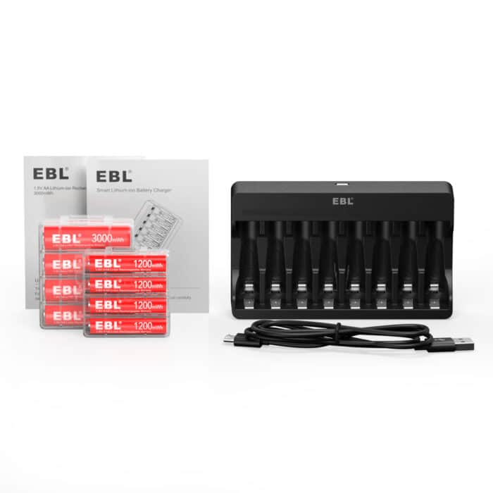 EBL Smart USB Ladegerät mit 8 Slots inkl. 4x AA und 4x AAA Li-ion Akkus – Bild 8