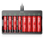 EBL Smart USB Ladegerät mit 8 Slots inkl. 4x AA und 4x AAA Li-ion Akkus