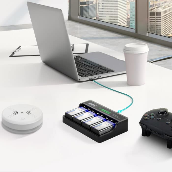 EBL USB LCD 9V Ladegerät inkl. 4x 6F22 9V Akkus – Bild 11