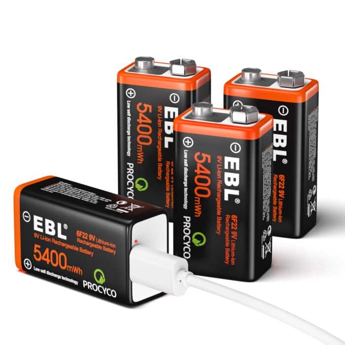 EBL USB 4 x 6F22 9V 600mAh Li-Ion – Bild 1