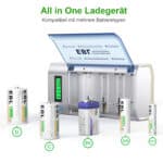 EBL All in One Ladegerät für 4 Akkus vom Typ AA/AAA/C/D/9V