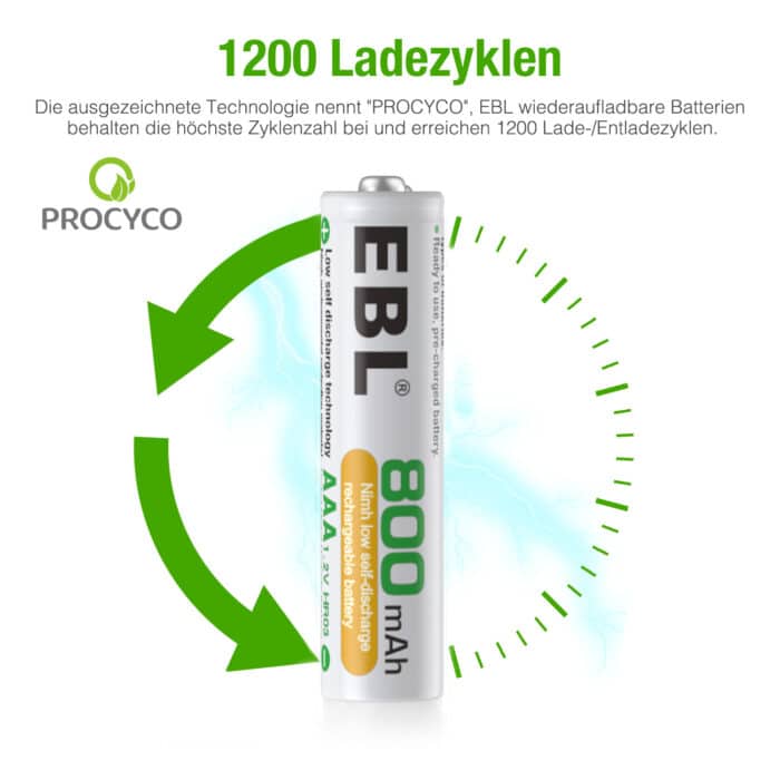 EBL 8 x AAA 1,2V 800mAh NIMH – Bild 3