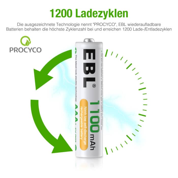 EBL 4 x AAA 1,2V 1100mAh NIMH – Bild 4