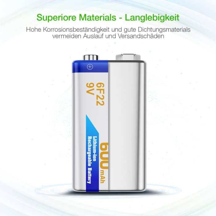 EBL 9V 600mAh Lithium Ion – Bild 5