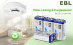 EBL 9V 600mAh Lithium Ion – Bild 4
