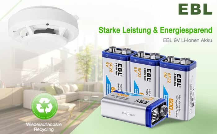 EBL 9V 600mAh Lithium Ion – Bild 4