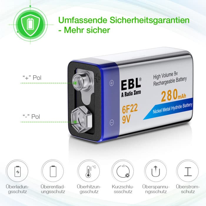 EBL 9V 280mAh NIMH – Bild 6