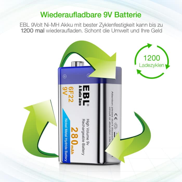 EBL 9V 280mAh NIMH – Bild 5