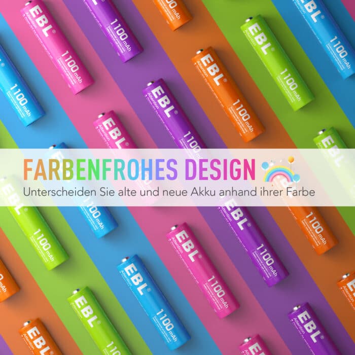 EBL 10 x AAA 1,2V 1100mAh NIMH Color – Bild 2