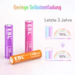 EBL 10 x AAA 1,2V 1100mAh NIMH Color – Bild 5