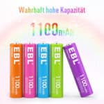 EBL 10 x AAA 1,2V 1100mAh NIMH Color – Bild 6