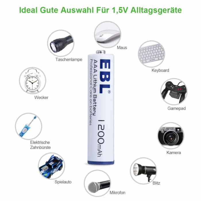 EBL 4x 1.5V 1200mAh AAA Lithium Iron Batterien – Bild 8
