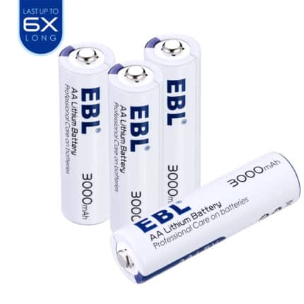 EBL 4x 1.5V 3000mAh AA Lithium Iron Batterien