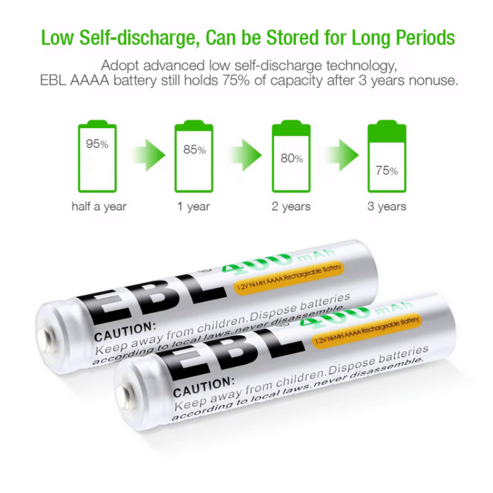 EBL 4 x AAAA 1,2V 400mAh NIMH – Bild 2
