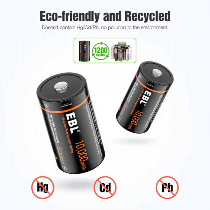 EBL USB 2 x D 1,5V 6666mAh Li-Ion – Bild 5