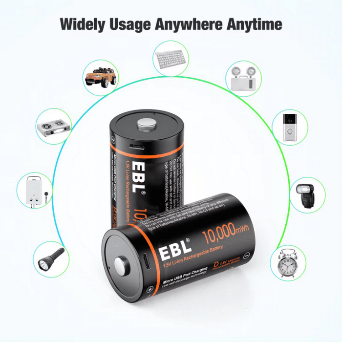 EBL USB 2 x D 1,5V 6666mAh Li-Ion – Bild 6
