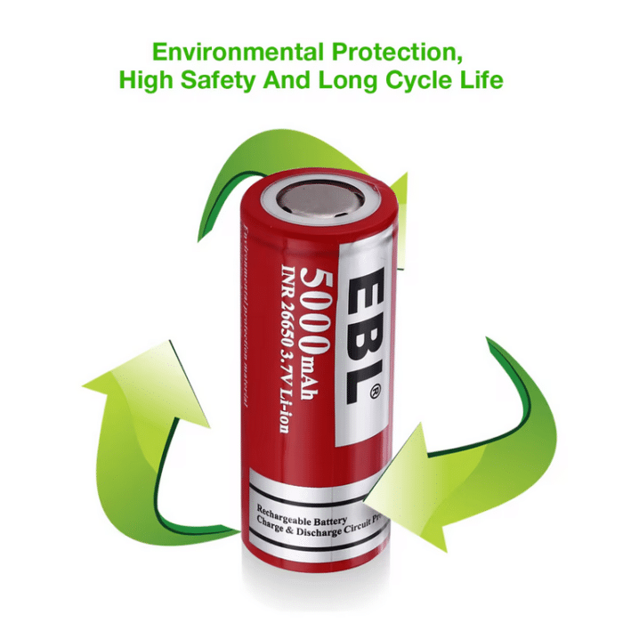 EBL 2 x 26650 3,7V 5000mAh Li-Ion – Bild 6