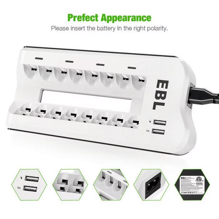 EBL Ladegerät mit 8 Slots für AA / AAA vom Typ Ni-MH / Ni-CD – Bild 3