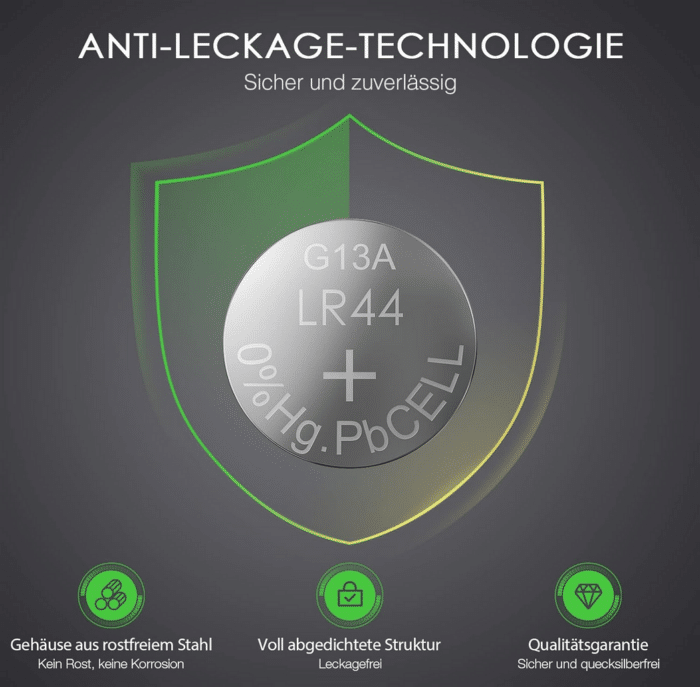 EBL Knopfzelle 40x LR44/AG13 1.5V Alkaline Batterie – Bild 8