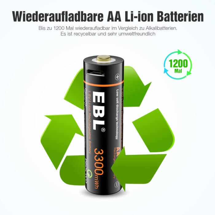 EBL USB 4 x AA 1,5V 2200mAh Li-Ion – Bild 3