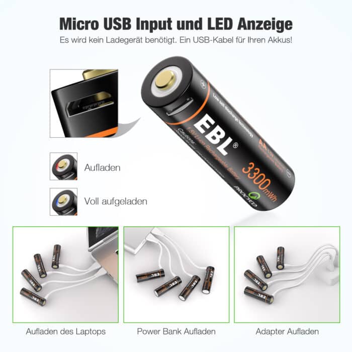 EBL USB 4 x AA 1,5V 2200mAh Li-Ion – Bild 4