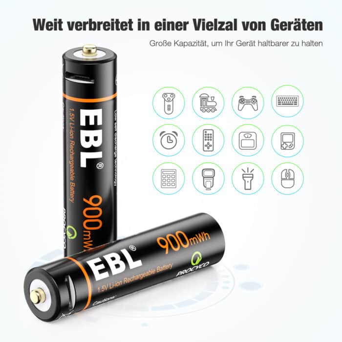 EBL USB 4 x AAA 1,5V 600mAh Li-Ion – Bild 7