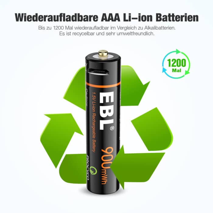 EBL USB 4 x AAA 1,5V 600mAh Li-Ion – Bild 9
