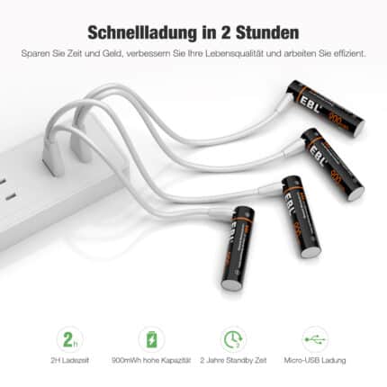 EBL USB 4 x AAA 1,5V 600mAh Li-Ion