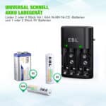EBL universal Ladegerät für 4x AA/AAA oder 2x 6F22 9V – Bild 2