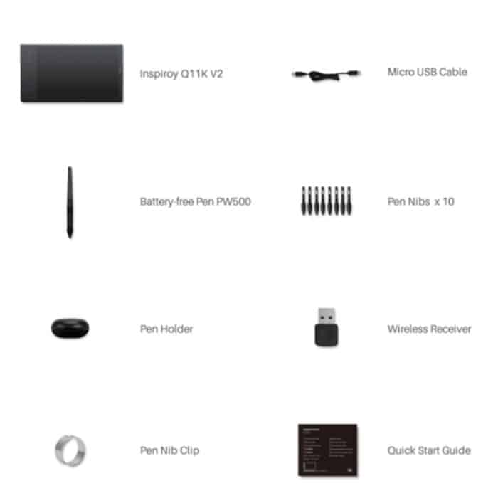 HUION Q11K V2 5080 LPI Wireless Kunst-Zeichentablett zum Spaß mit batterielosem Stift und Stifthalter – Bild 7