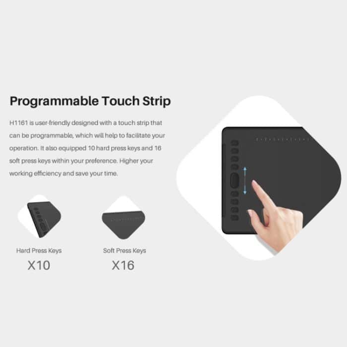 HUION H1161 5080 LPI Touch Strip Art-Zeichentablett zum Spaß mit batterielosem Stift und Stifthalter – Bild 15