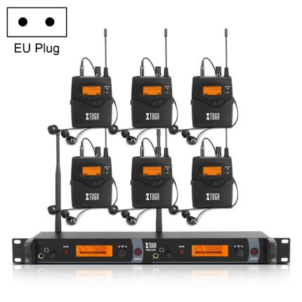 XTUGA IEM1200 Drahtloser Sender 6 Bodypack Stage Singer In-Ear-Monitorsystem, Transmitter 6 Bodypack