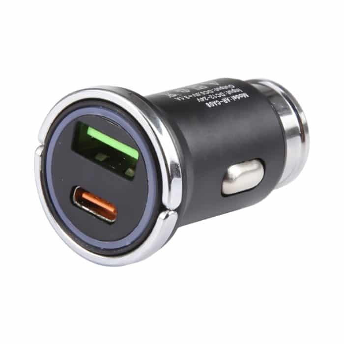 AR-CA08 12W 2A USB-C / Typ-C + USB-Anschlüsse Autoladegerät – Bild 1