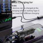 Yesido 60W PD + QC3.0 Dual Port Auto-Schnellladegerät mit USB-C / Typ-C + 8-poligem Federkabel – Bild 5