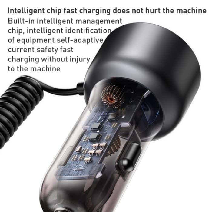 Yesido 60W PD + QC3.0 Dual Port Auto-Schnellladegerät mit USB-C / Typ-C + 8-poligem Federkabel – Bild 6