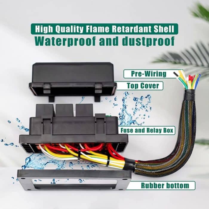 12V 4 Pin Auto 6 Steckplätze Wasserdichter Relais Sicherungskasten mit Kabel – Bild 3