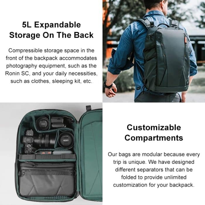 PGYTECH P-CB-020 2-in-1 wasserdichter, stoßfester Outdoor-Rucksack mit zwei Schultern + einzelne Umhängetasche, P-CB-020 – Bild 5