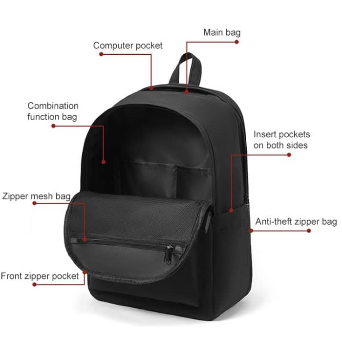cxs-8106 Multifunktionaler Oxford-Laptoptaschen-Rucksack – Bild 4