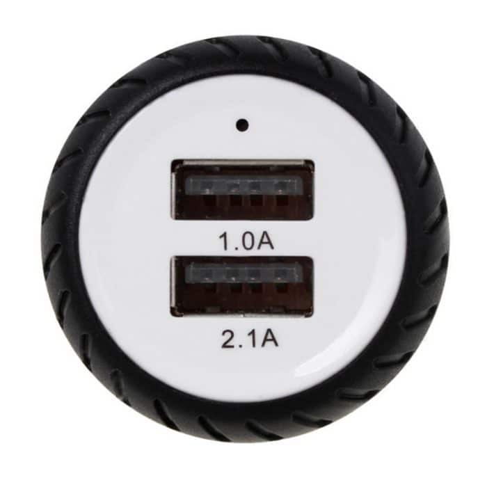 Mini Wheels Design 5V 1.0A + 2.1A Doppel-USB-Universal-Schnellladegerät für Telefone / Tablets (Weiß + Schwarz) – Bild 4