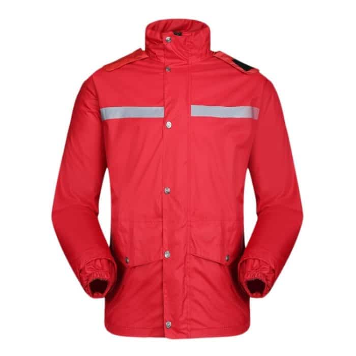 Langlebige reflektierende Motorrad Split Regenmantelhose Fahrrad fahren Elektrofahrrad Winddicht Wasserdicht Regenbekleidung für Erwachsene, Größe: XL (Rot) – Bild 2