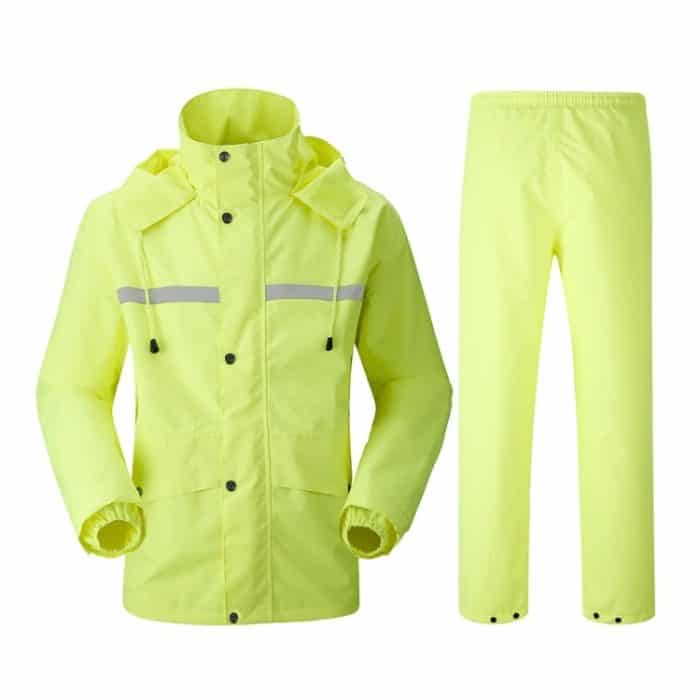 CMS365024.jpg Durable Reflective Motorrad Split Raincoat Hosen Reitfahrrad elektrisches Fahrrad windundurchlässige wasserdicht Regen-Bekleidung für Erwachsene, Größe: 3XL (Fluorescent Yellow) – Bild 1