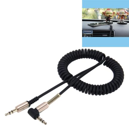 3,5 mm 3-poliger Stecker auf Stecker Audio AUX einziehbares Spiralkabel, Länge: 1,5 m, Length: 1.5m(Black), Length: 1.5m (Red)