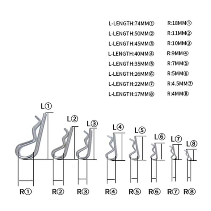 100 PCS Hochleistungs verzinkter Splint R Traktorclip Pin für Auto / Boot / Garagen – Bild 6