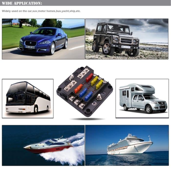 Unabhängige positive und negative 1-in-6-Out-6-Wege-Sicherungskasten-Sicherungshalter-Kits mit LED-Warnanzeige für Auto-PKW-LKW-Boote – Bild 4