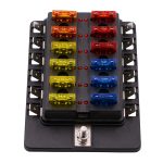 1 in 12 Out Sicherungskasten PC-Klemmenblock Sicherungshalter-Kits mit LED-Warnanzeige für Auto Car Truck Boat – Bild 2