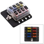 1 in 8 Out Sicherungskasten PC-Klemmenblock Sicherungshalter-Kits mit LED-Warnanzeige für Auto Car Truck Boat