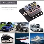 1 in 8 Out Sicherungskasten PC-Klemmenblock Sicherungshalter-Kits mit LED-Warnanzeige für Auto Car Truck Boat – Bild 11