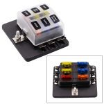 1 in 6 Out Sicherungskasten PC-Klemmenblock Sicherungshalter-Kits mit LED-Warnanzeige für Auto Car Truck Boat