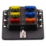 1 in 6 Out Sicherungskasten PC-Klemmenblock Sicherungshalter-Kits mit LED-Warnanzeige für Auto Car Truck Boat – Bild 2